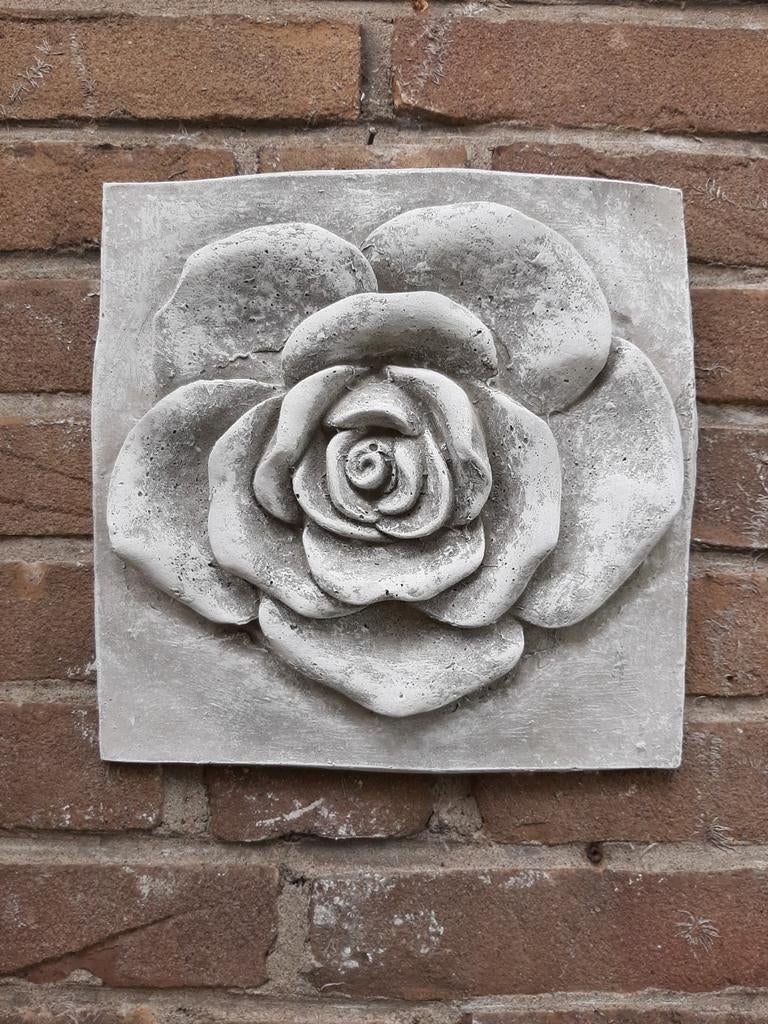 Roos wanddecoratie betonnen beeld tuinbeeld beton, Ophalen of Verzenden