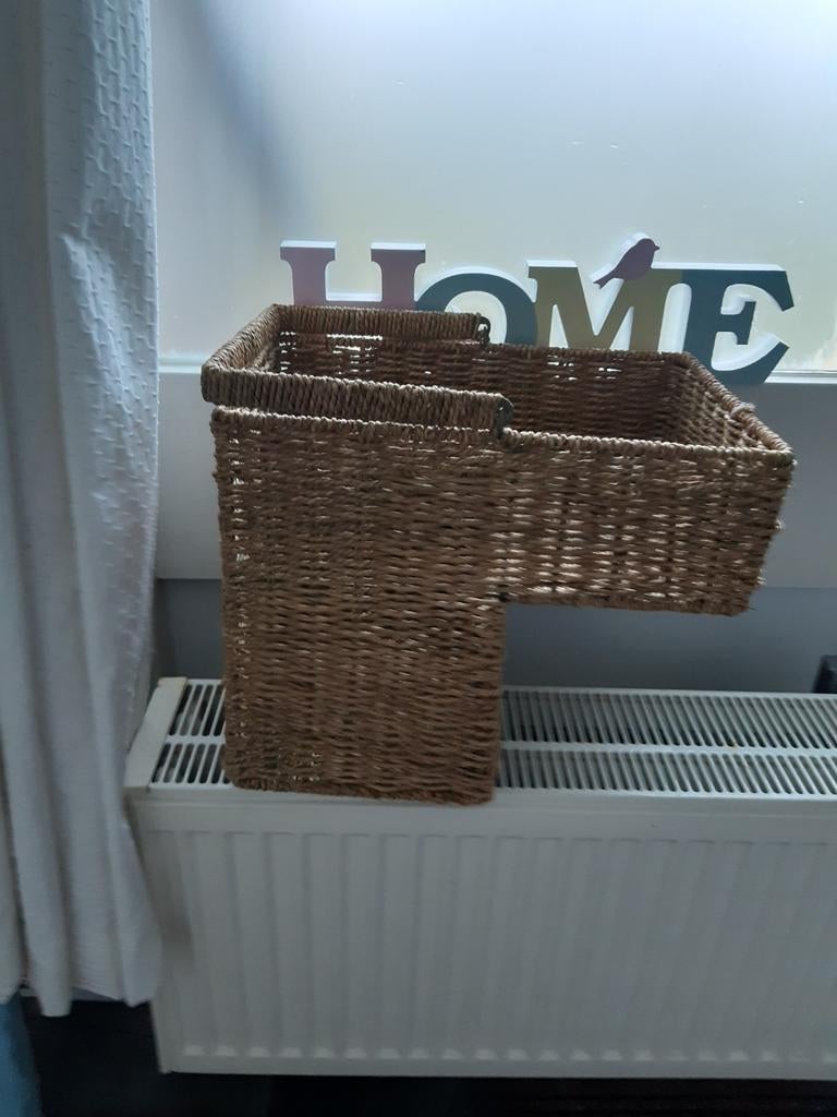 Rieten Trapmand - Handige Opberger, Huis en Inrichting, Woonaccessoires | Schalen en Manden, Gebruikt, Mand, Rechthoekig, Riet