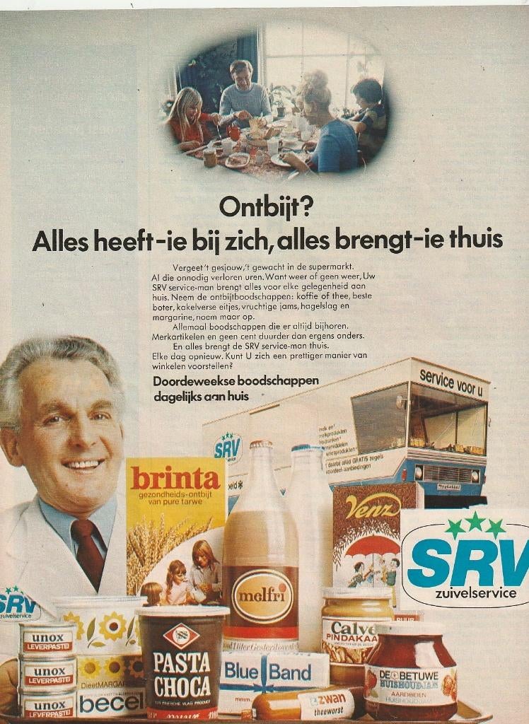 Retro reclame 1972 SRV zuivel wagen Melfri Betuwe, Verzenden, Overige typen