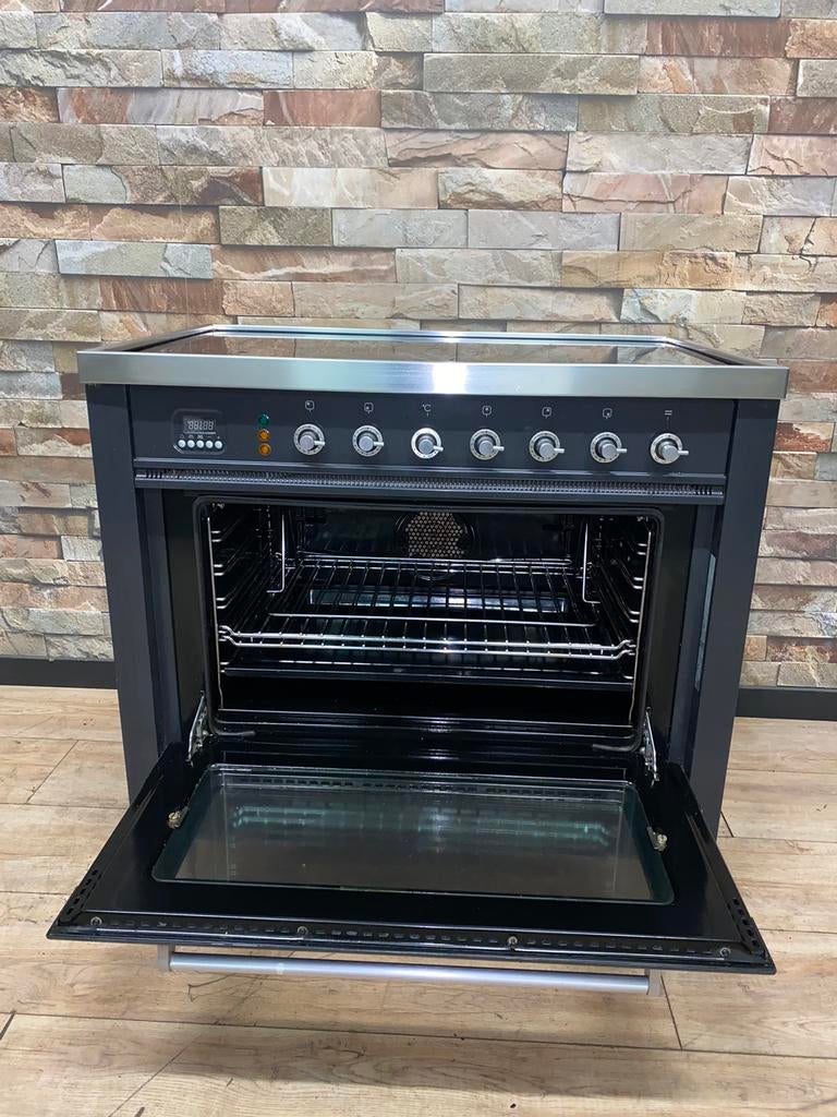 Luxe Boretti keramisch Fornuis 5 zones antraciet 90 cm, 60 cm of meer, Fornello Esperta, Grill, Ophalen of Verzenden