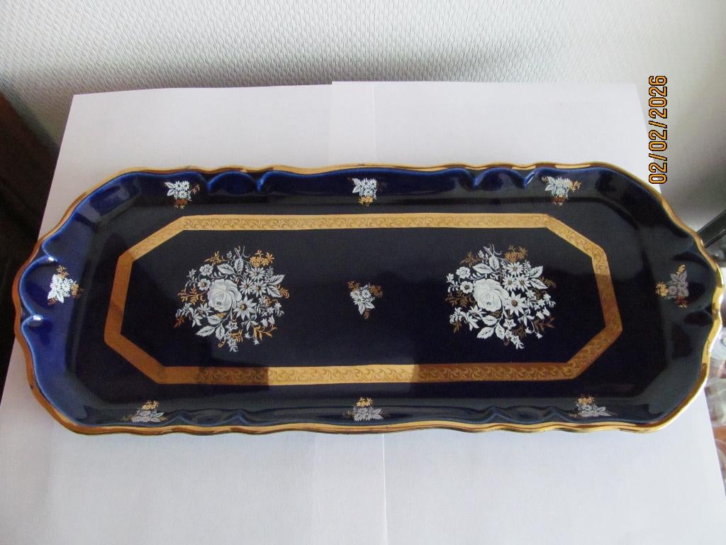 Kobalt blauwe cake of taart schaal, Ophalen
