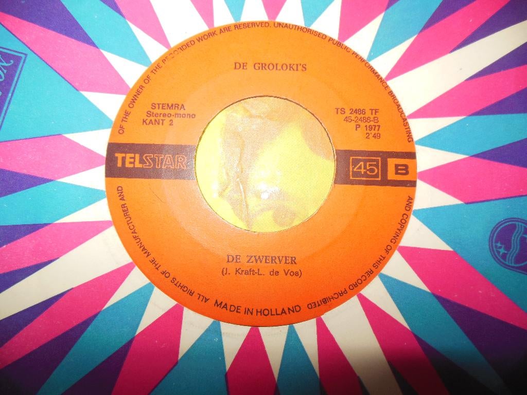 single groloki's telstar records 45rpm finsterwolde jukebox, Gebruikt, 7 inch, Single, Ophalen of Verzenden