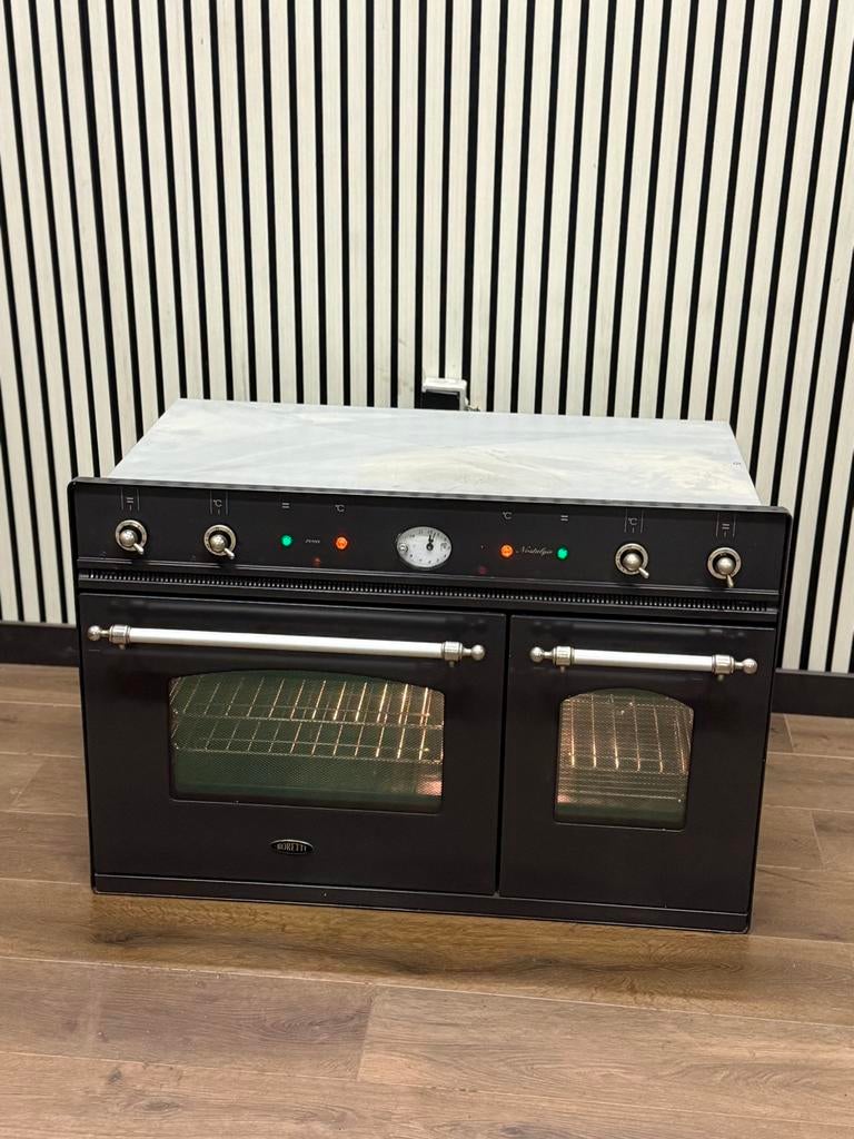Luxe Boretti inbouwoven antraciet met 2 ovens 90 cm, Witgoed en Apparatuur, Hete lucht, 60 cm of meer, Fornello Esperta, Ophalen of Verzenden