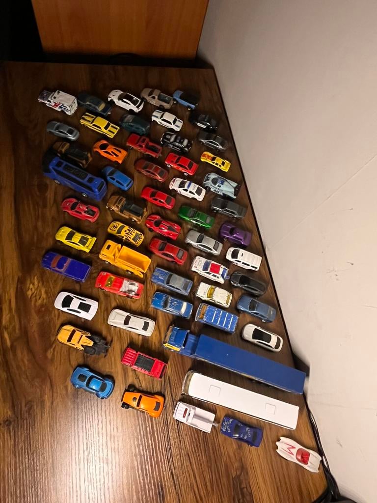 58 Speelgoedauto's - Hot Wheels & Majorette - 1:64, Ophalen of Verzenden, Zo goed als nieuw