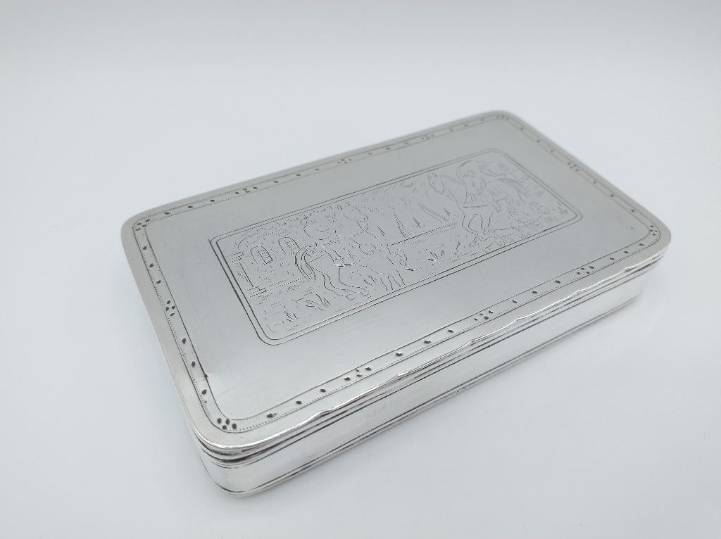 Zilveren tabaksdoos, J.W. van Eijssen, Amsterdam, 1801, Verzenden, Zilver