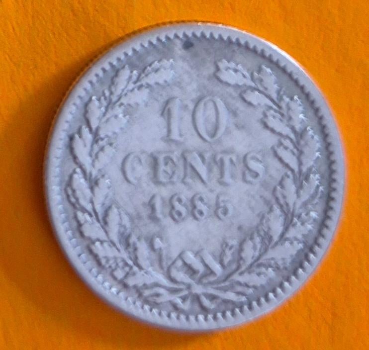 10 cent 1885 zilver, Postzegels en Munten, Munten | Nederland, Ophalen, Koning Willem III, Zilver, 10 cent