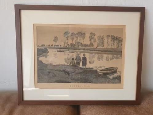 gravure F. Meaulle Emile Claus Le bateau qui passe 1883, Antiek en Kunst, Kunst | Etsen en Gravures, Ophalen