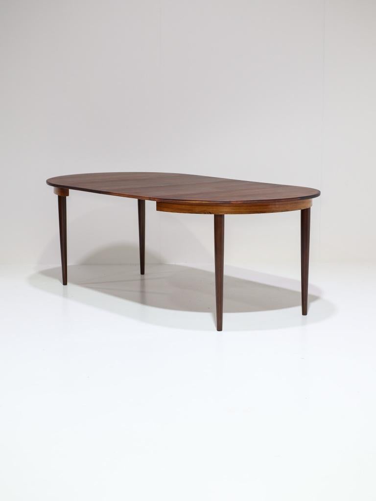Uitschuifbare ronde eettafel Skovmand & Andersen palissander, Huis en Inrichting, Tafels | Eettafels, Zo goed als nieuw, 100 tot 150 cm