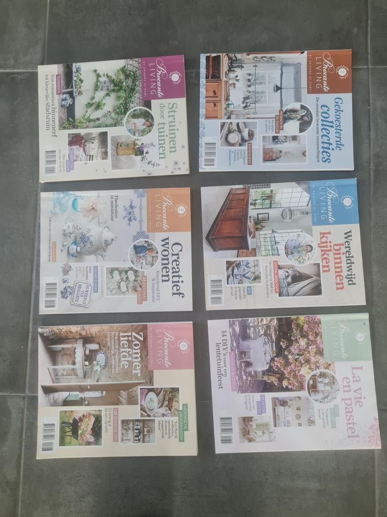 6stuks Brocante Living Tijdschriften - Diverse Uitgaven, Ophalen of Verzenden, Zo goed als nieuw, Damesbladen