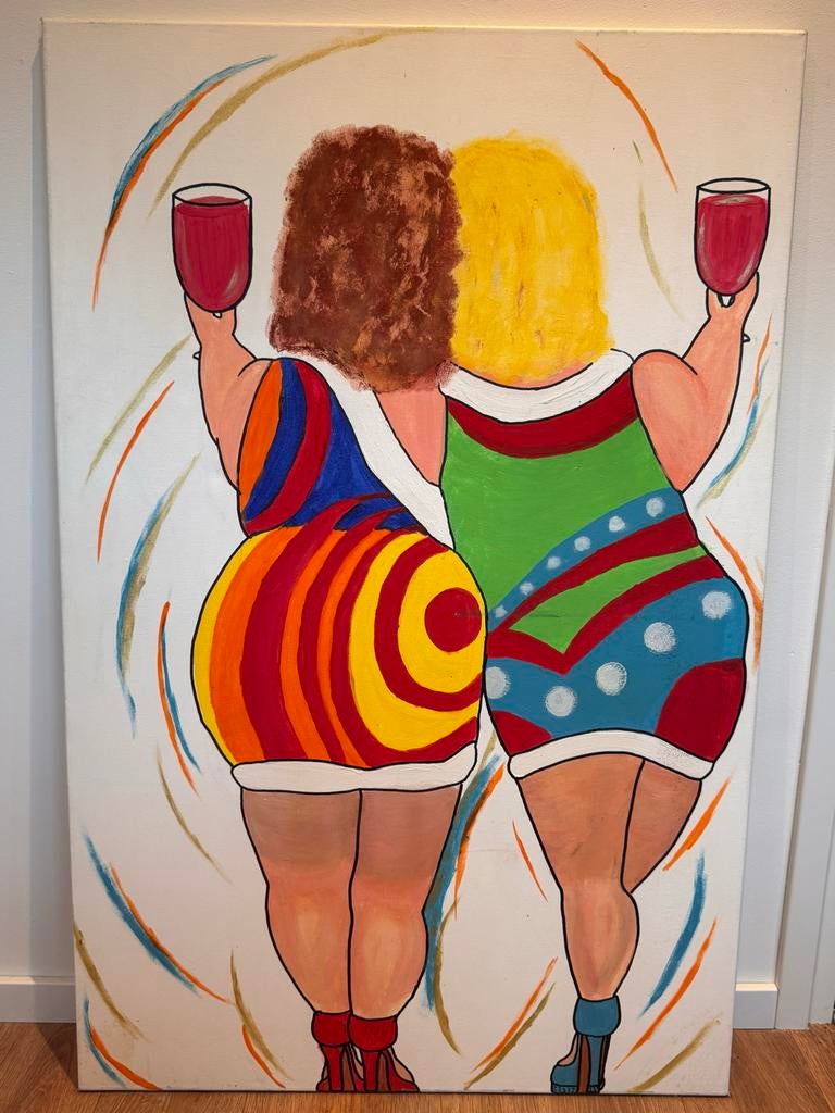 Schilderij Dikke Dames - 74,5x114 cm, Antiek en Kunst, Kunst | Schilderijen | Klassiek, Ophalen