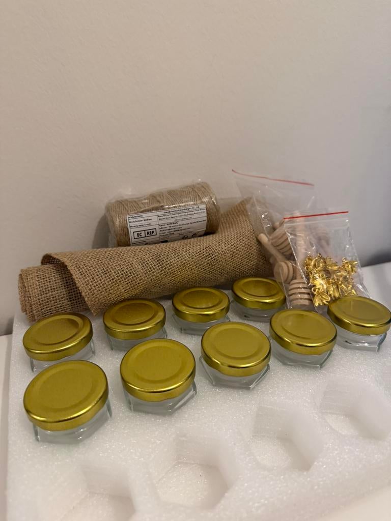 Honingpotjes met toebehoren, Ophalen of Verzenden, Zo goed als nieuw, Glas, Overige stijlen