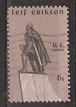 USA, Leif Erikson, 1968., Postzegels en Munten, Ophalen of Verzenden, Gestempeld, Noord-Amerika