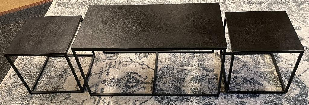 Salontafel 3-delig zwart/metaal Direct/leverbaar.E-1197, Ophalen, 50 tot 100 cm, Nieuw, 50 tot 100 cm