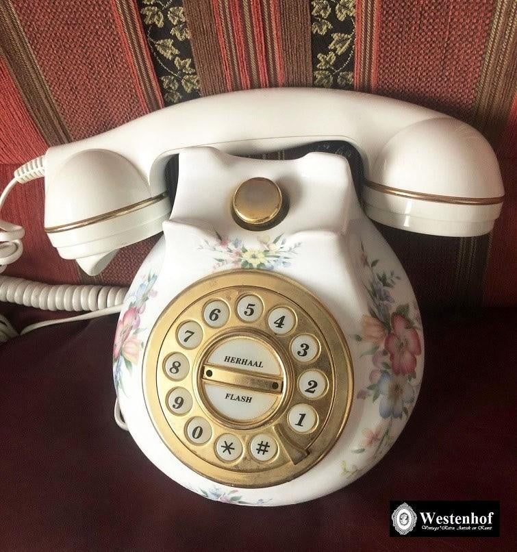 Oude telefoon van Royal Albert - vintage vaste telefoon, Ophalen of Verzenden, Gebruikt, Met draaischijf