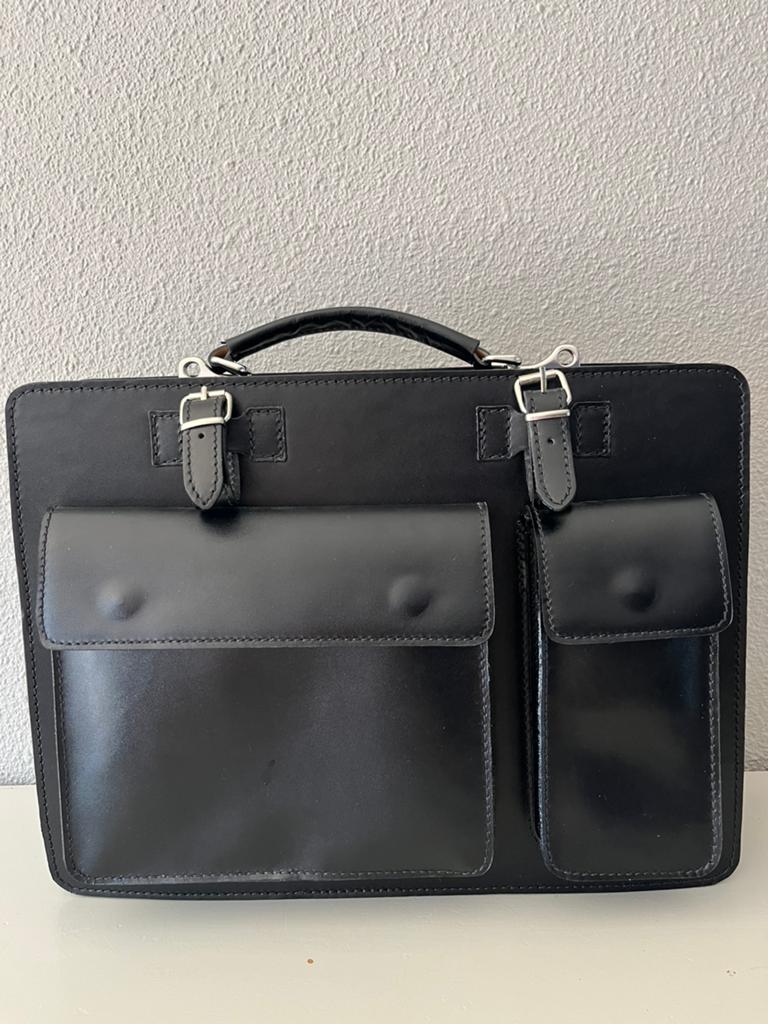 Nieuwe zwarte leren laptoptas, Computers en Software, Laptoptassen, Nieuw, Overige typen, 15 inch, Zwart, Ophalen
