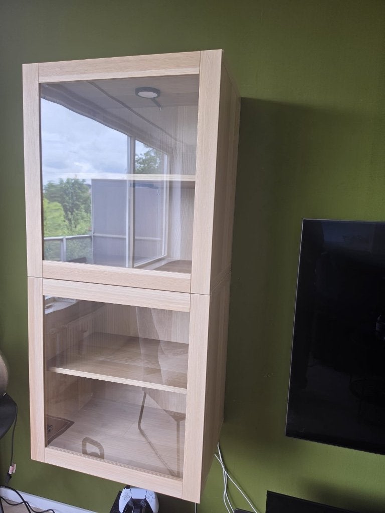 Besta vitrine kast zgan!, Huis en Inrichting, Kasten | Vitrinekasten, Ophalen, Met deur(en), Eikenhout, 50 tot 100 cm
