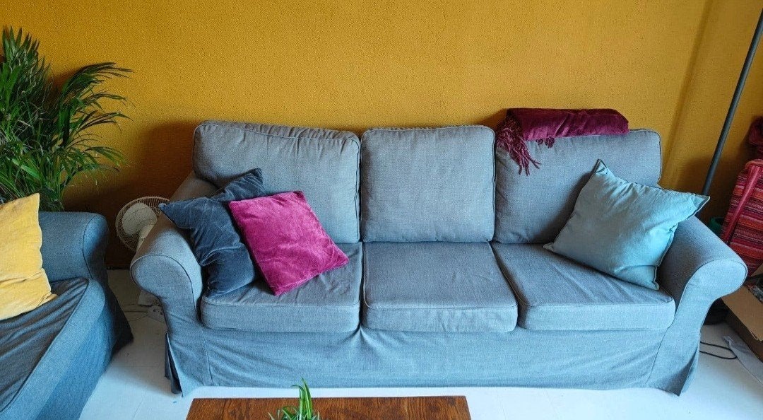 Ikea Ektorp 2- en 3-zitsbank grijs, Ophalen, Gebruikt, Tweepersoons, 75 tot 100 cm