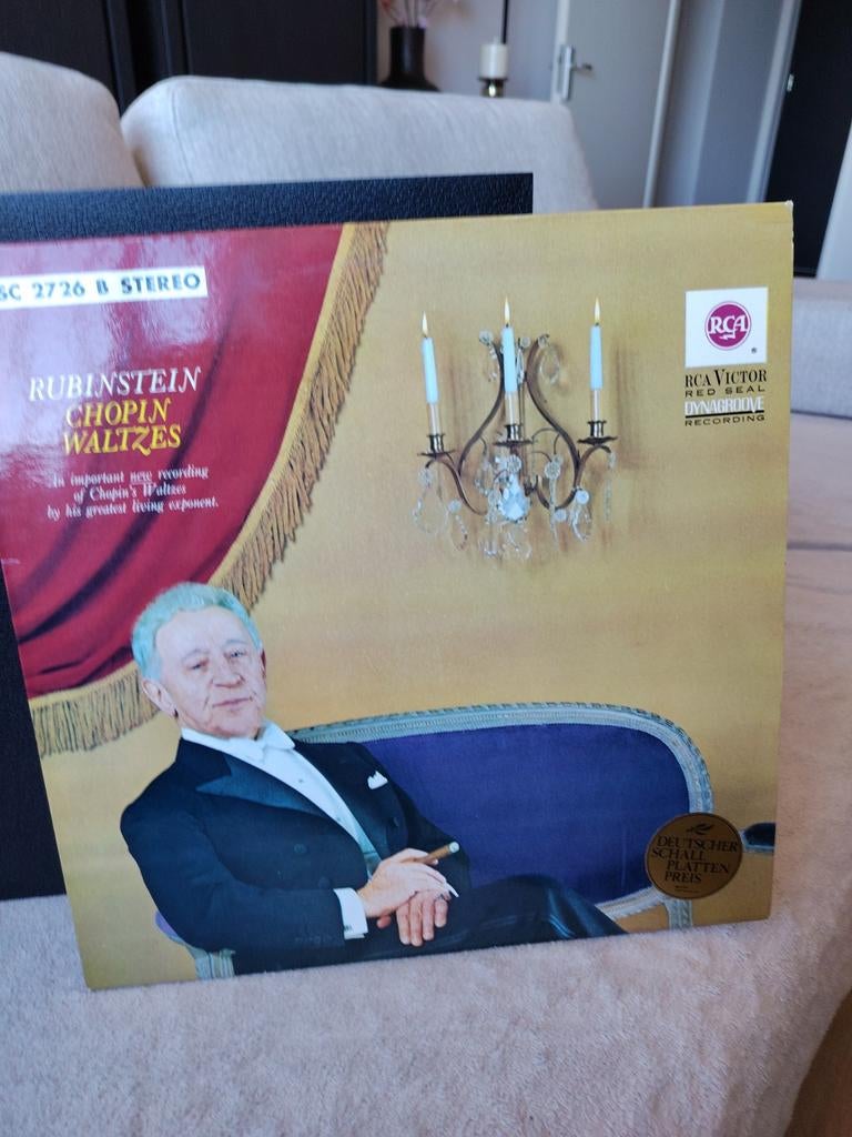 Rubinstein Chopin Waltzes LP - Klassieke Piano Vinyl, Ophalen, Originele persing, Romantiek, 12 inch