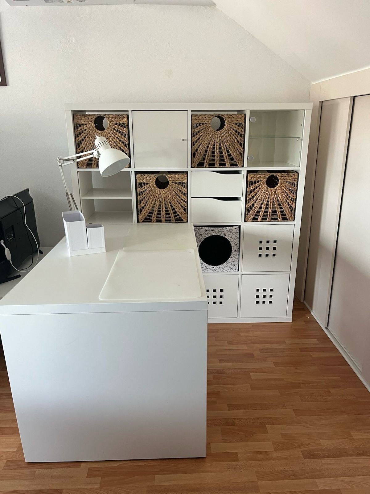 Te koop: IKEA Kallax bureau-kast combinatie wit, Ophalen, Met lades, Spaanplaat of MDF, Zo goed als nieuw