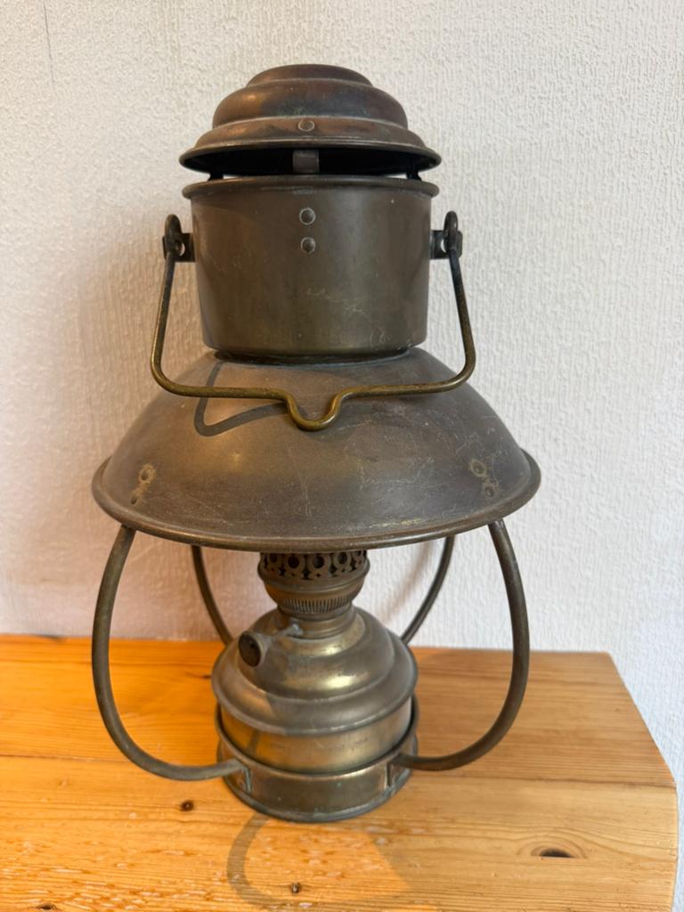 Antieke scheepslamp / olielamp - messing (glas ontbreekt), Antiek en Kunst, Antiek | Lampen, Ophalen