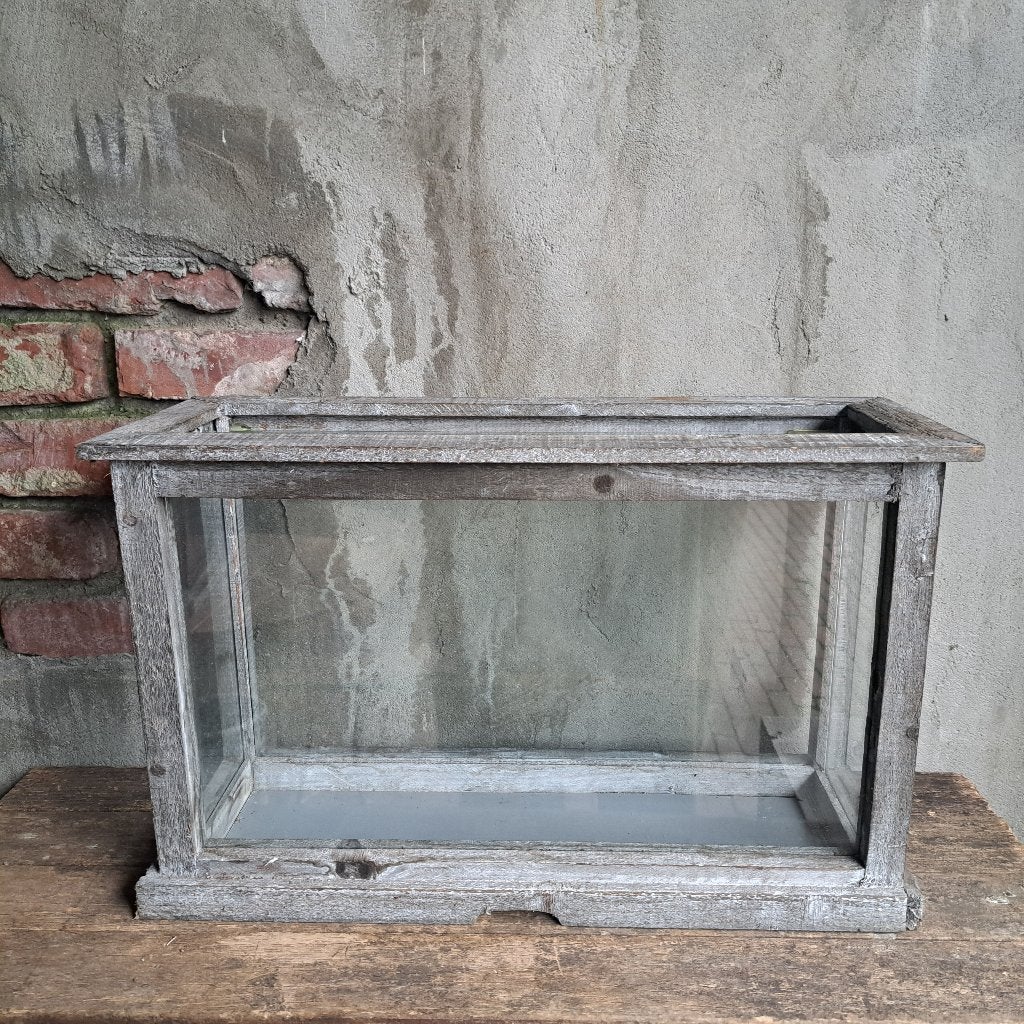 1x Decoratiebak vitrinekastje hout/glas 50x18x30cm *Etage3*, Ophalen, ., Zo goed als nieuw, .