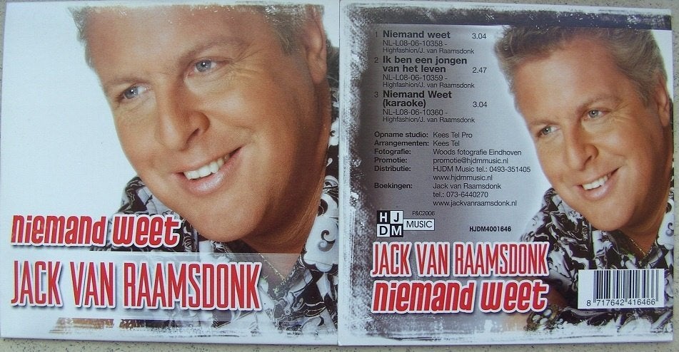 JACK VAN RAAMSDONK niemand weet CD-Single 8717642416466, Ophalen of Verzenden, Nieuw in verpakking, Levenslied of Smartlap, Single