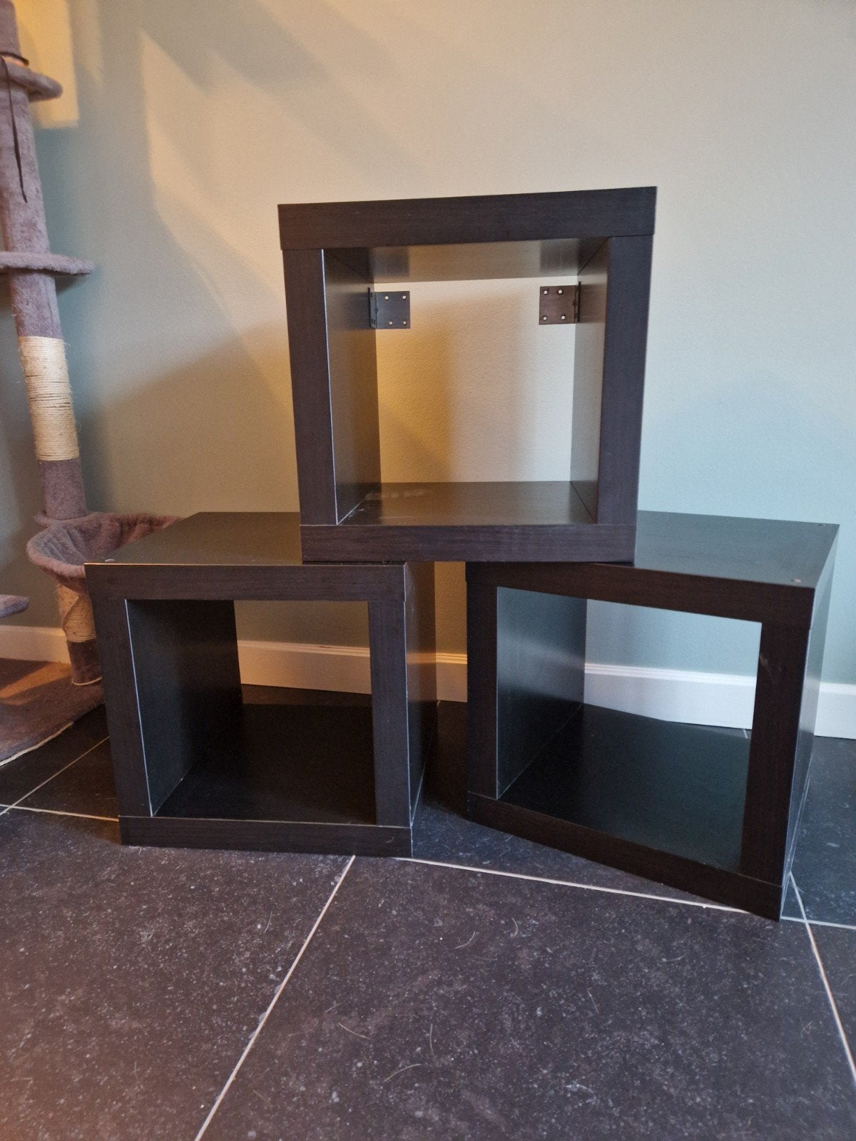 3 zwarte Kubus Opbergers Ikea, Huis en Inrichting, Ophalen, Gebruikt
