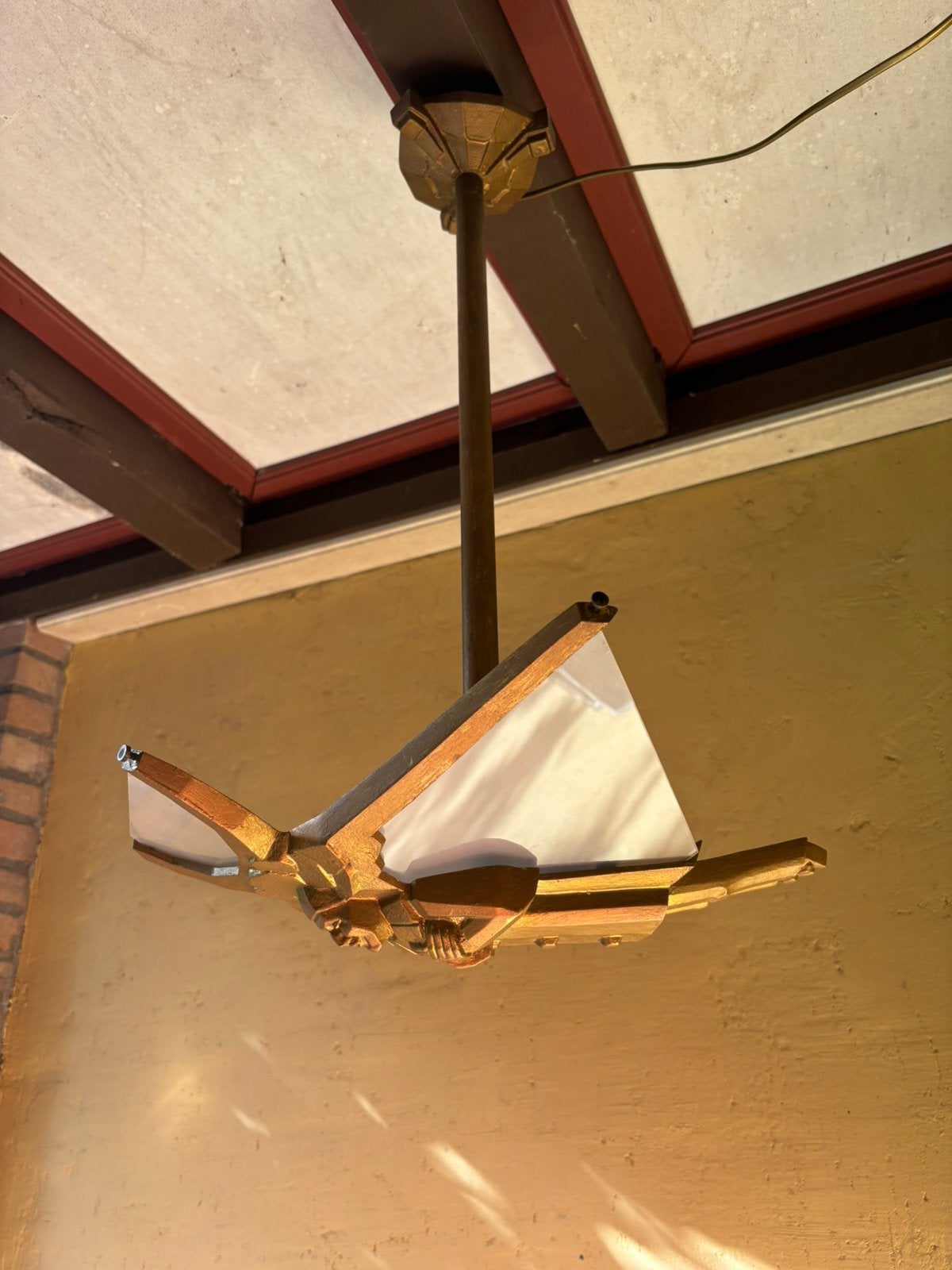 Art Deco bronzen clown/pierot plafond lamp., Ophalen of Verzenden