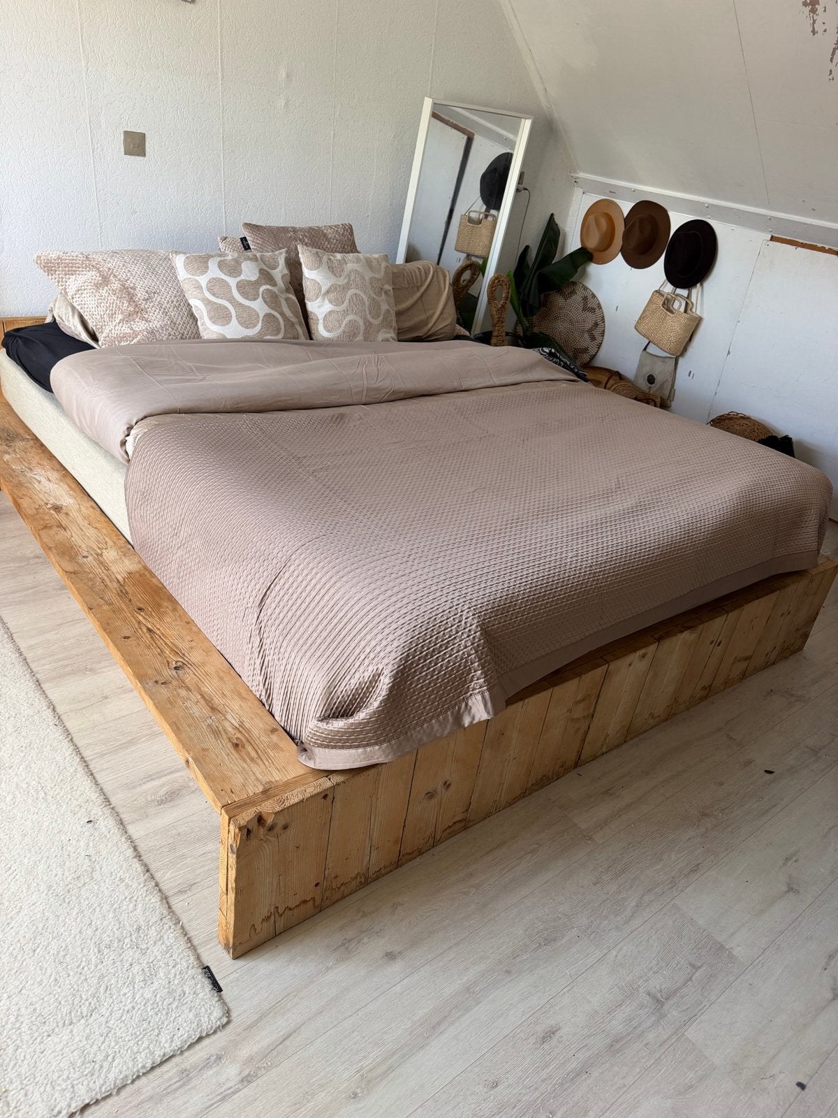 Houten bedombouw voor 180x200 cm boxspring, Ophalen, Gebruikt, Tweepersoons, 180 cm