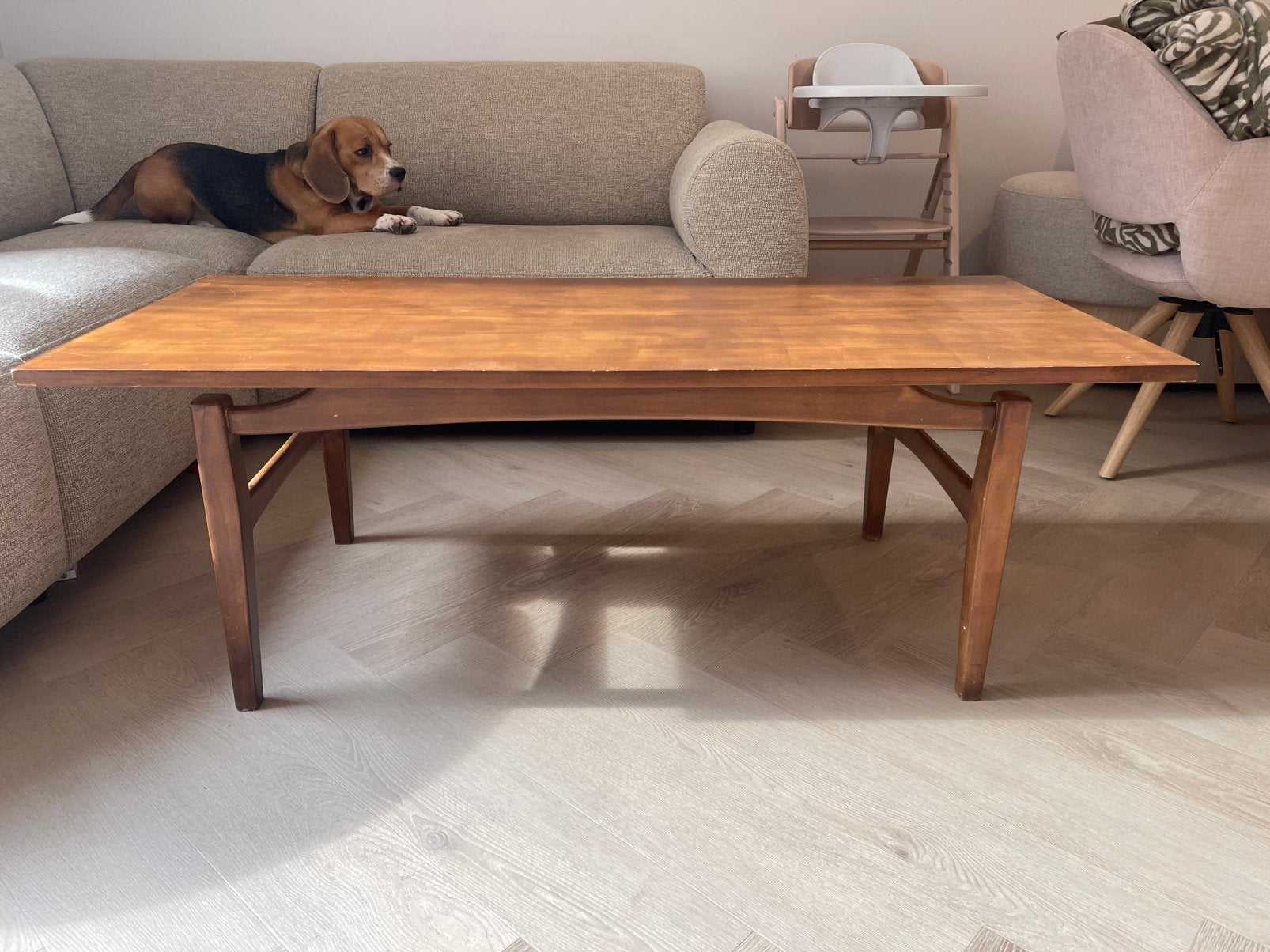 Deens salontafel massief hout, Huis en Inrichting, Tafels | Salontafels, Ophalen, Gebruikt, 100 tot 150 cm, Deens