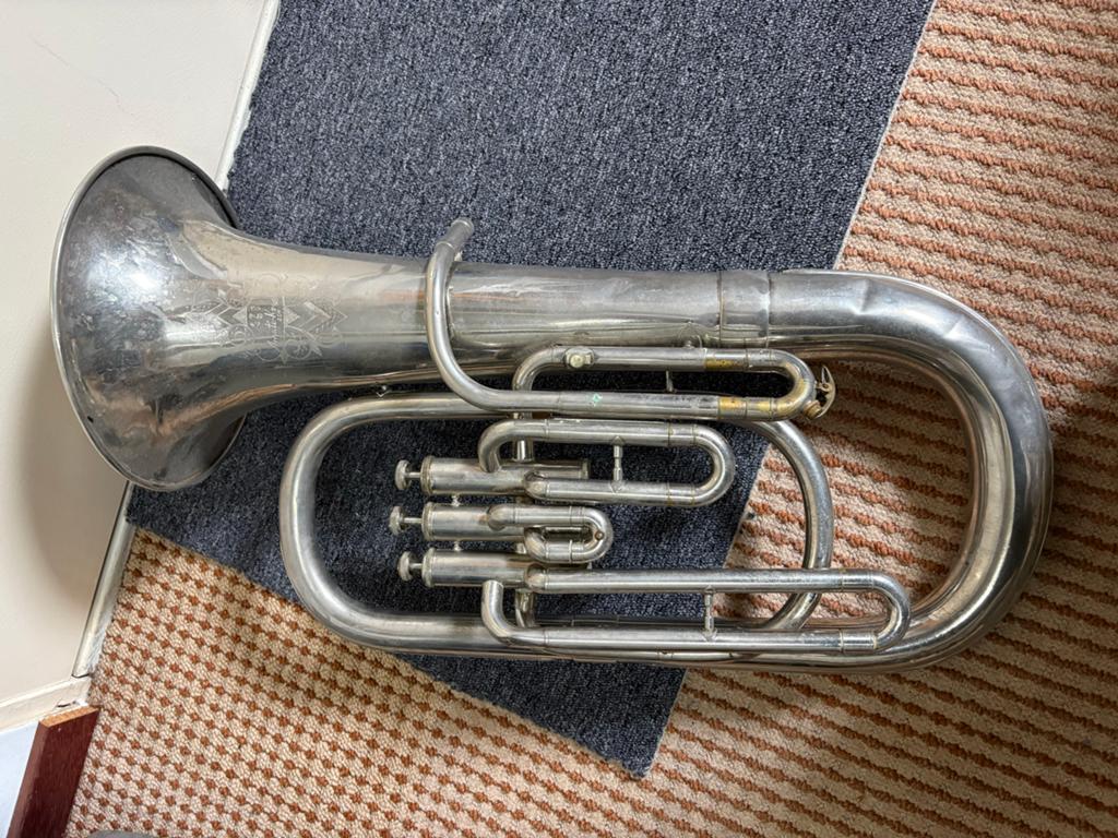 Amati Kraslice Bariton/Euphonium - Zilverkleurig, Ophalen of Verzenden, Gebruikt, Euphonium of Tenortuba