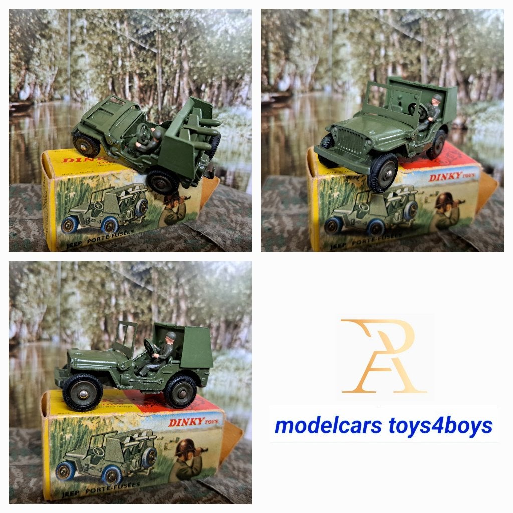 Dinky Toys no 828 (80BP) Willy's Jeep&Rocket Carrier (2)1/43, Verzenden, Gebruikt, Auto, Dinky Toys