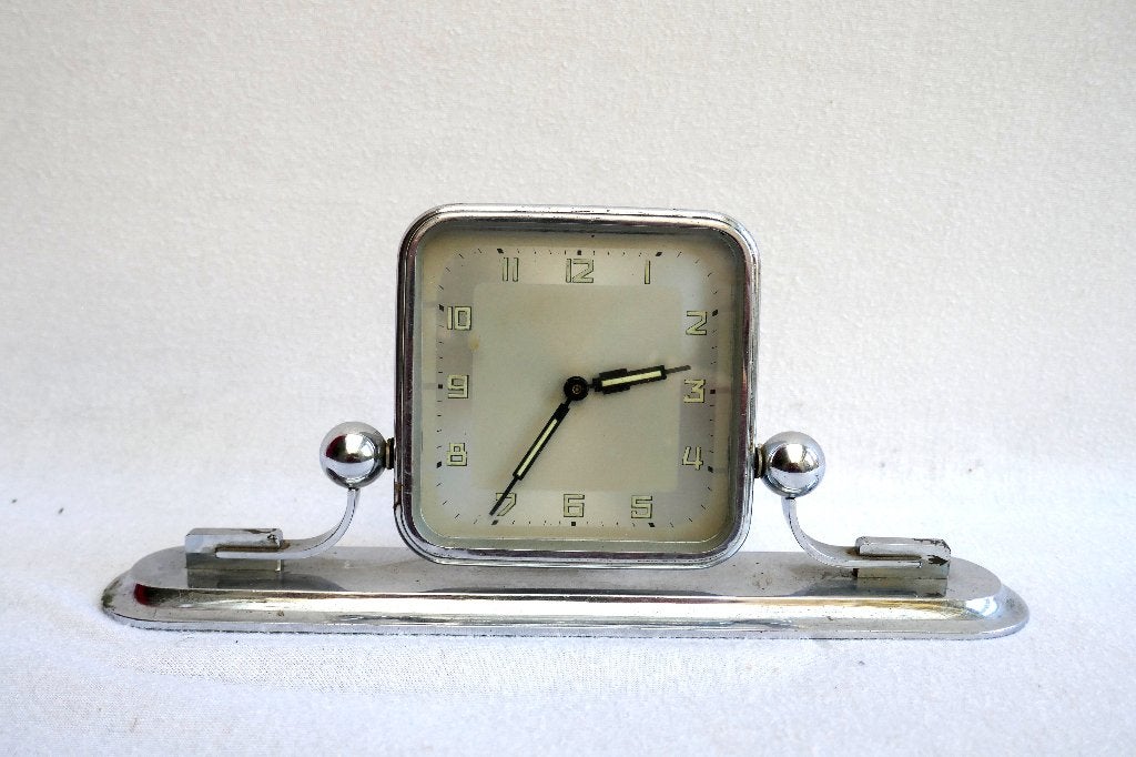 Art Deco - klokje - chroom - DRP, Verzenden