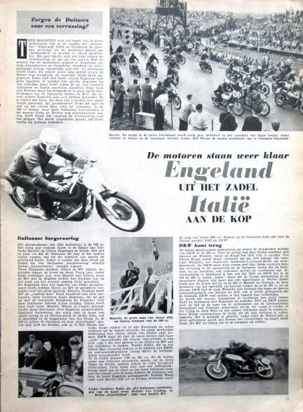 Artikel over motorsport 1953 - races racing motor TT, Ophalen of Verzenden, 1940 tot 1960, Knipsel(s)