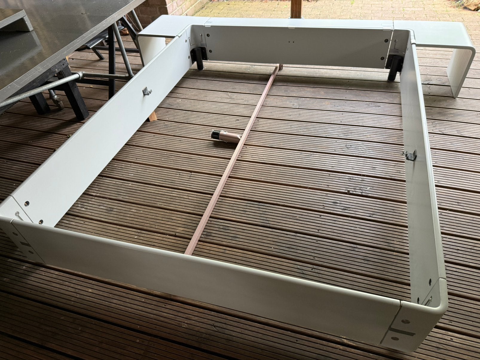 Auping bed 34 cm hoog,160x200. Ombouw, Ophalen, Tweepersoons, Zo goed als nieuw, Grijs
