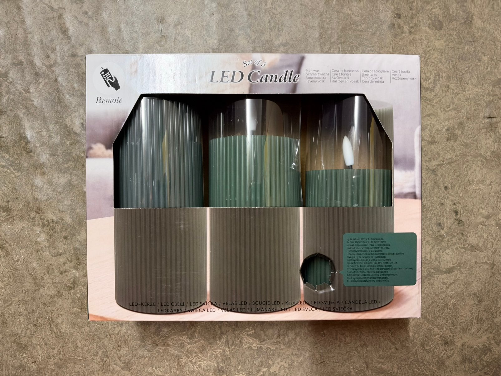 Set van 3 LED kaarsen wax met afstandbediening groen, Ophalen of Verzenden, Nieuw, Groen, Kaars