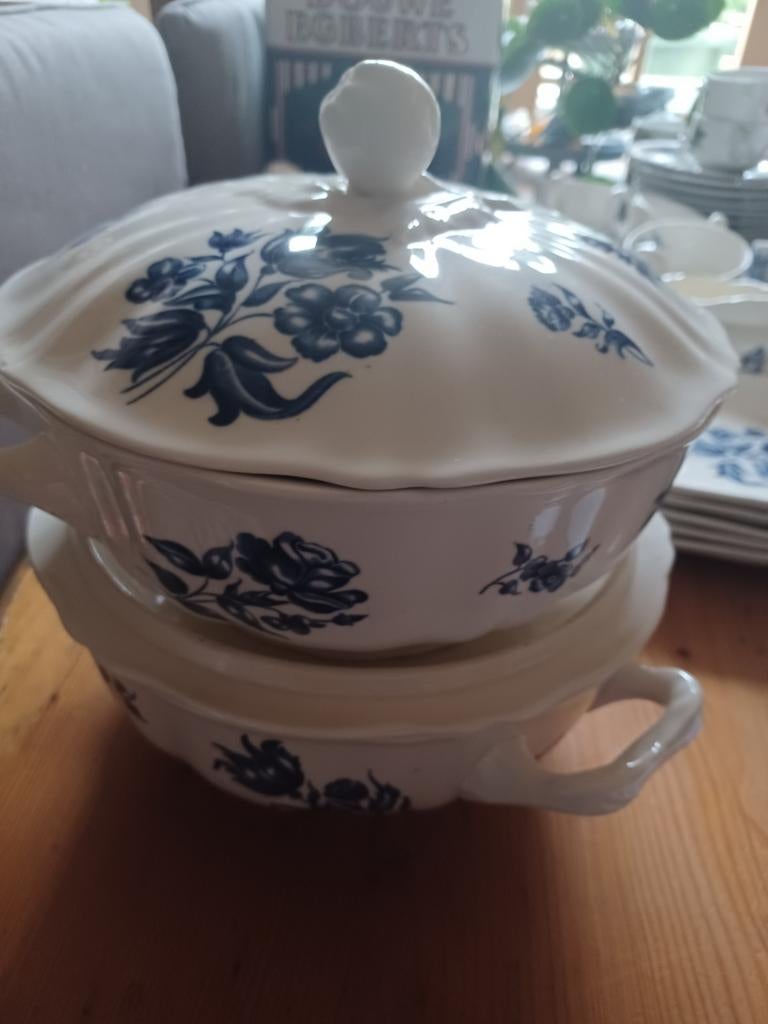 2 dekschalen bouquet bleu regout, Ophalen of Verzenden