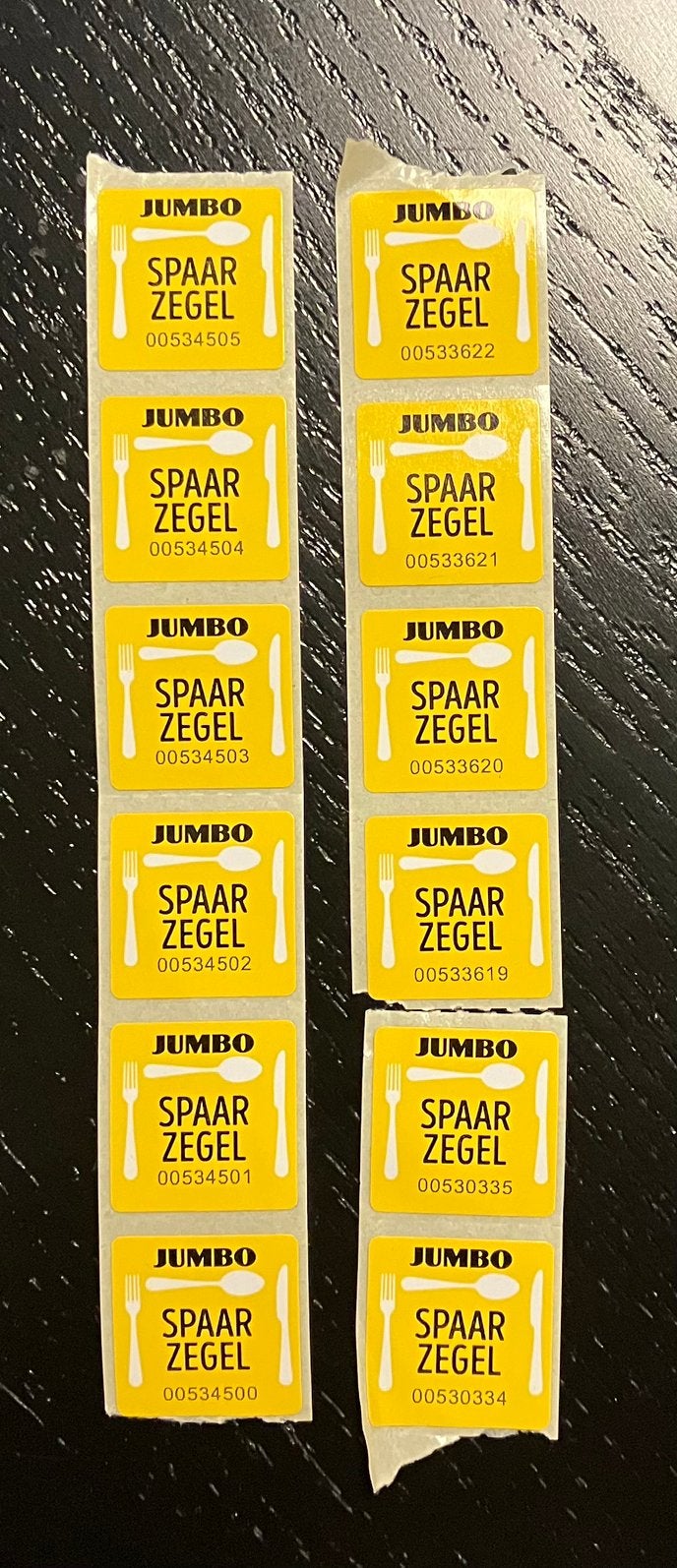 Jumbo messen en bestek zegels 17 x, Jumbo, Ophalen of Verzenden