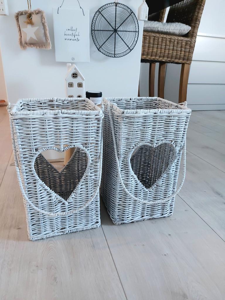 2 Mooie rieten manden, Ophalen, Vierkant, Riet