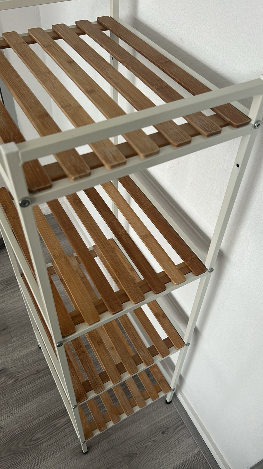 Stijlvol Badkamerrek van Staal en Bamboe - 40x111x32 cm, Ophalen, Gebruikt, Meerkleurig, Badkamerrek