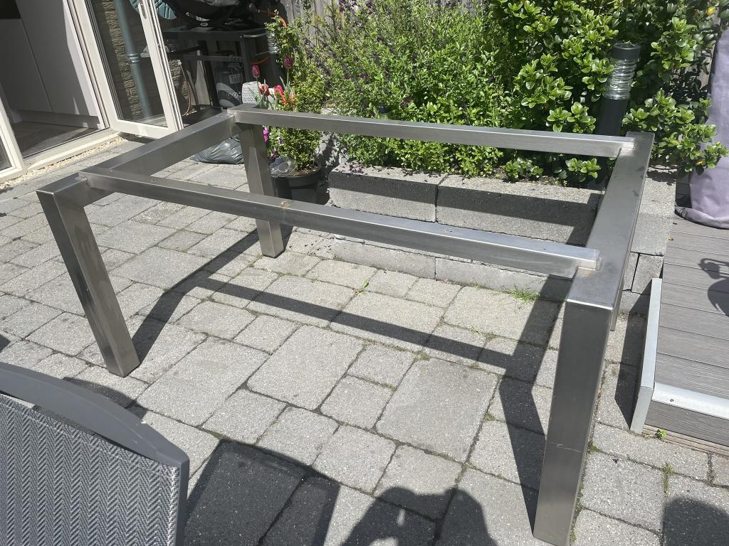 RVS Metalen tafelframe, Huis en Inrichting, Tafelonderdelen, Gebruikt, Tafelpoot, 150 tot 200 cm, 50 tot 100 cm, Rechthoekig, Metaal