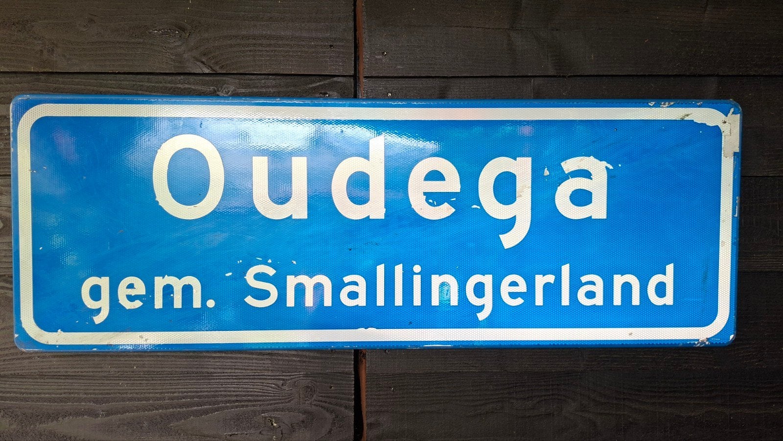 Officieel Plaatsnaam bord Oudega Smallingerland, Ophalen, Auto's