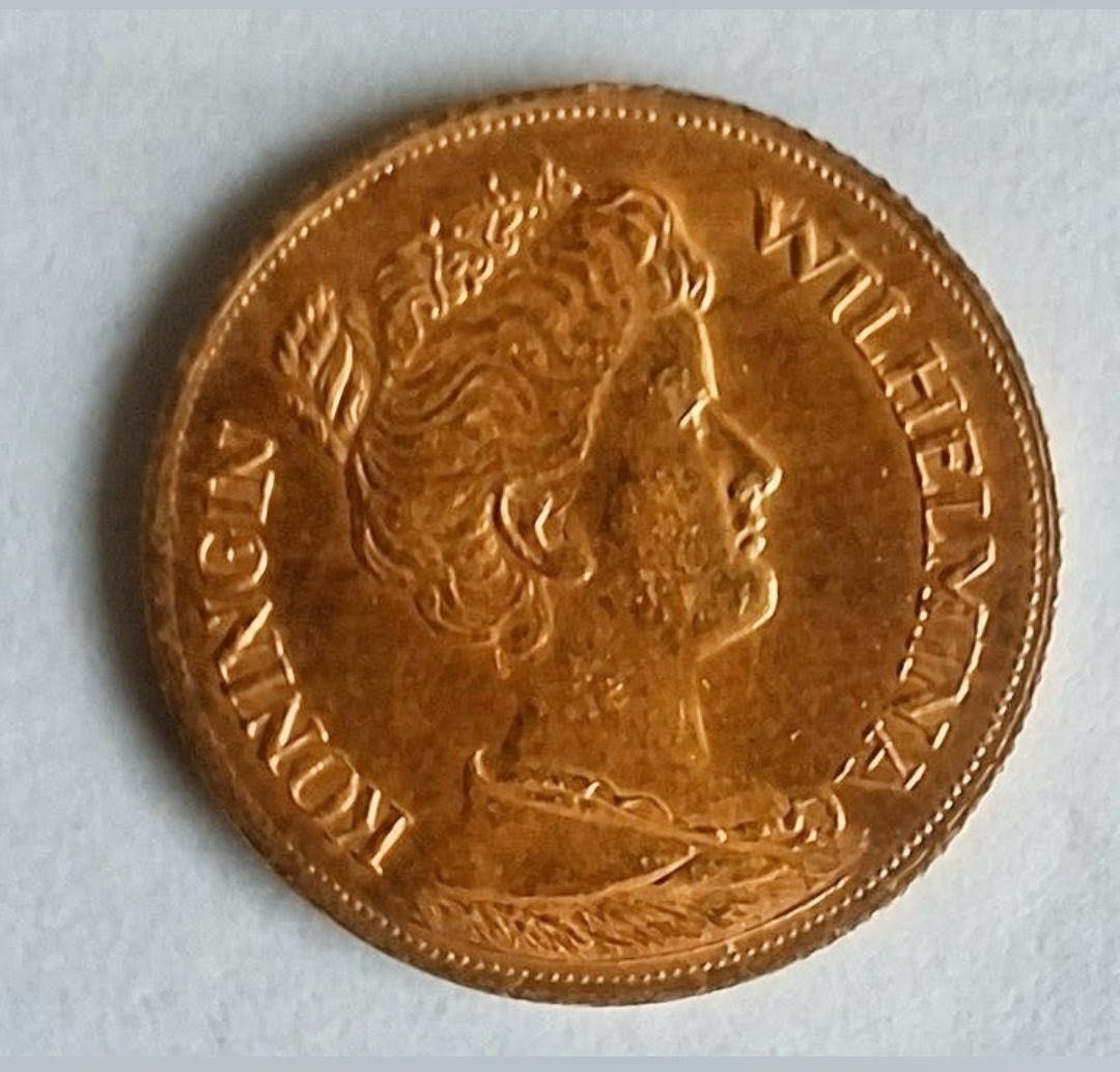 Gouden 5 Gulden 1912 Wilhelmina, Ophalen, Koningin Wilhelmina, Losse munt, Goud