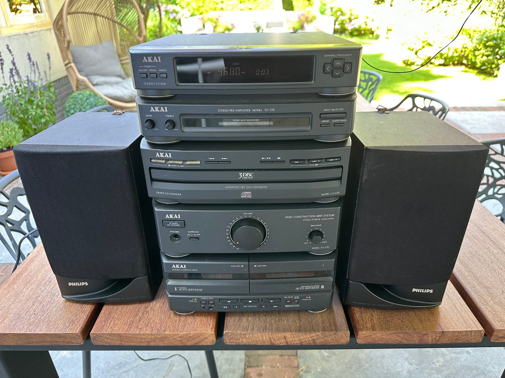 Akai Mini Hifi Systeem - Stereo Tuner, CD-speler, Cassettede, Ophalen, Gebruikt, Losse componenten, Tuner of Radio
