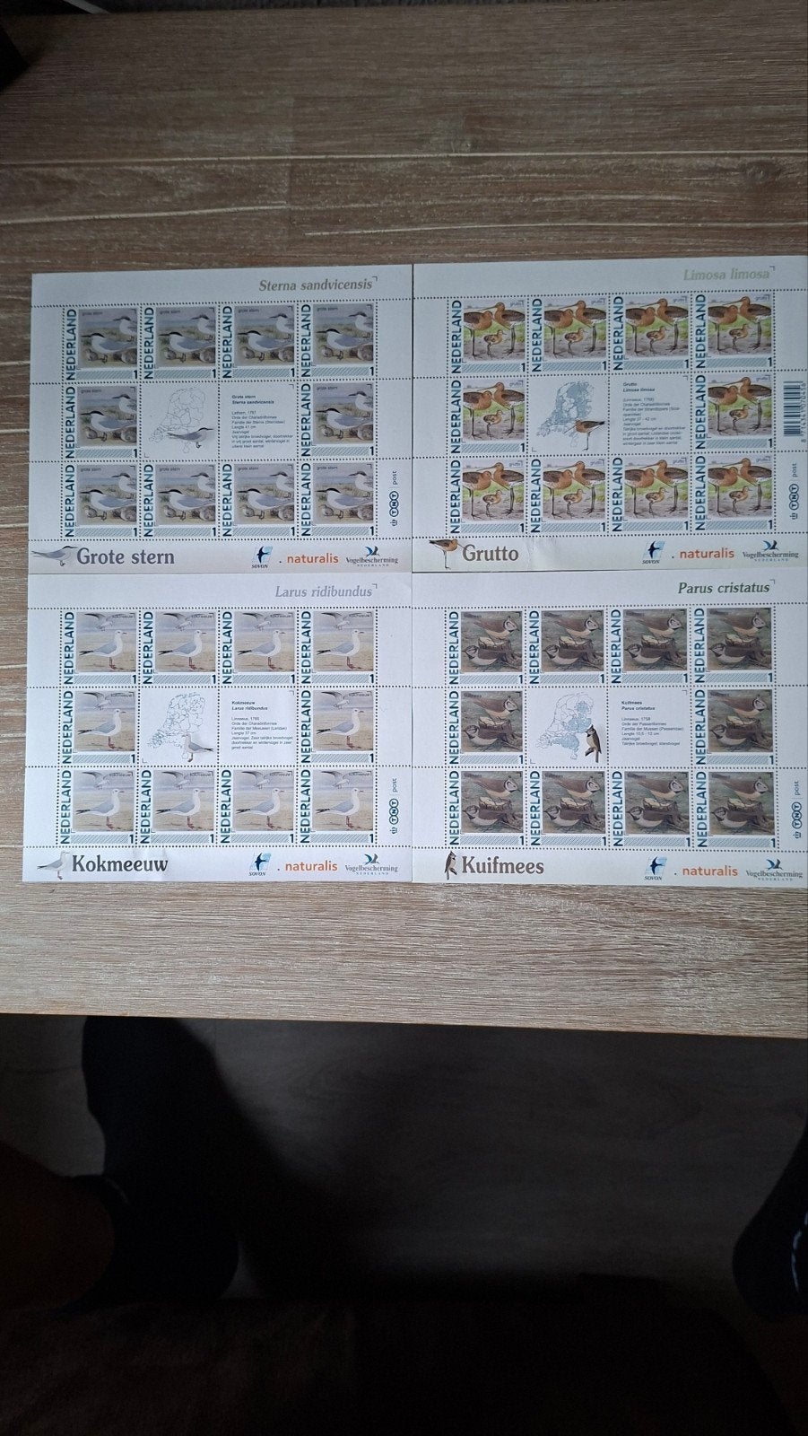 4 velletje met persoonlijke postzegels.  vogels, Postzegels en Munten, Postzegels | Nederland, Ophalen of Verzenden, Na 1940, Postfris