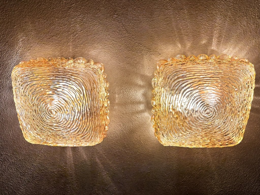 Vintage paar amber muurlampen, Niet ingevuld, Niet ingevuld, Ophalen of Verzenden, Zo goed als nieuw