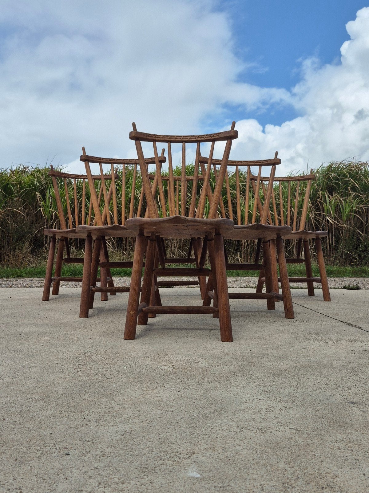 set 6 vintage eiken spijlen stoelen De Ster, Ophalen, Landelijk rustiek dutch design, Bruin, Zo goed als nieuw