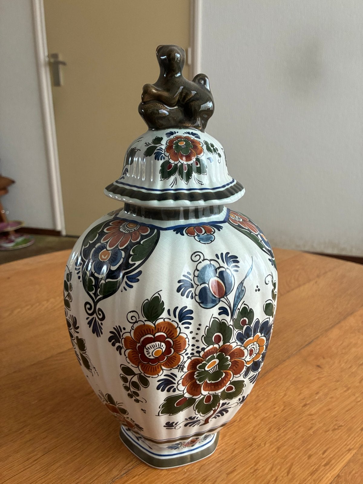 Delfts Polychroom Holland Handwerk Vaas met Deksel, 32cm, Ophalen