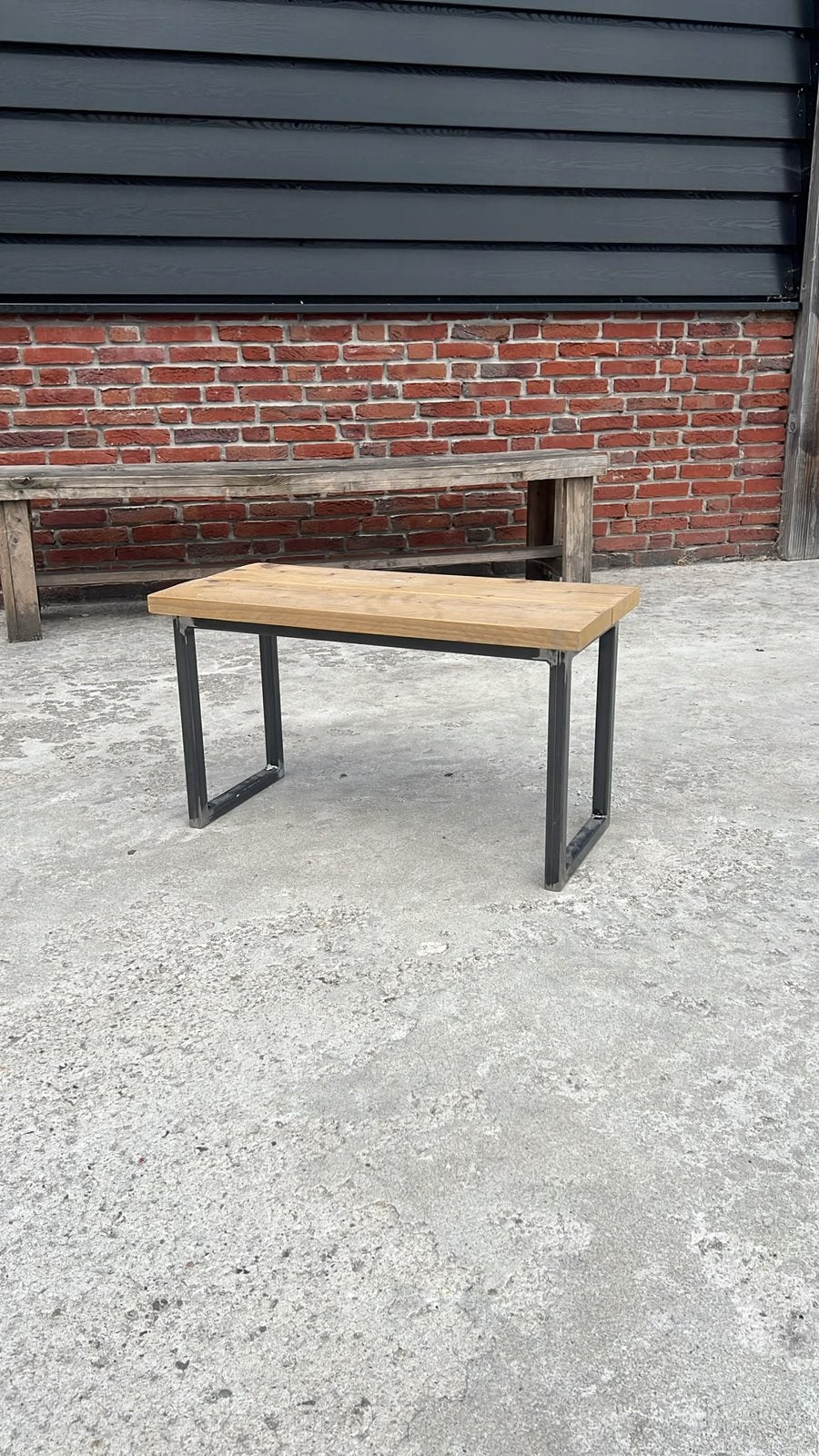 Industriële Houten Bankjes met Stalen Frame | 6 Stuks, Ophalen