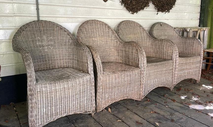 4x RIVIERA MAISON echt rieten stoelen tuinstoelen, Tuin en Terras, Tuinmeubel-accessoires, Gebruikt, Ophalen